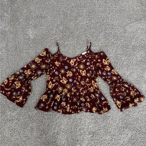 Sienna Sky Off the Shoulder Ruffle Shirt